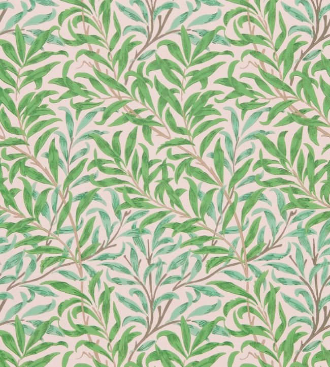 Willow Boughs Wallpaper - Pink/Leaf Green - 216949 - Morris & Co
