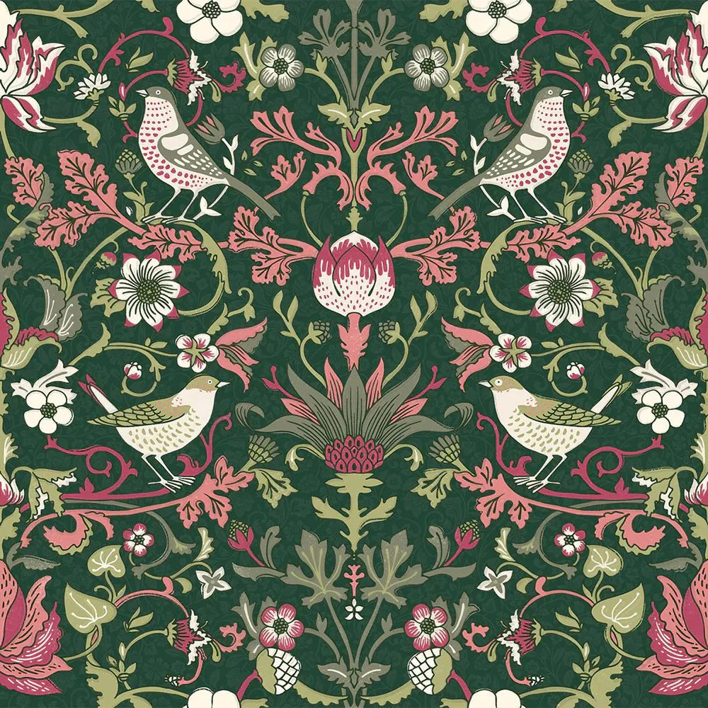 Garden Visitors Wallpaper - Guava on Castleton Green - LAN100083 - Lucie Annabel - Premier Wallcovering