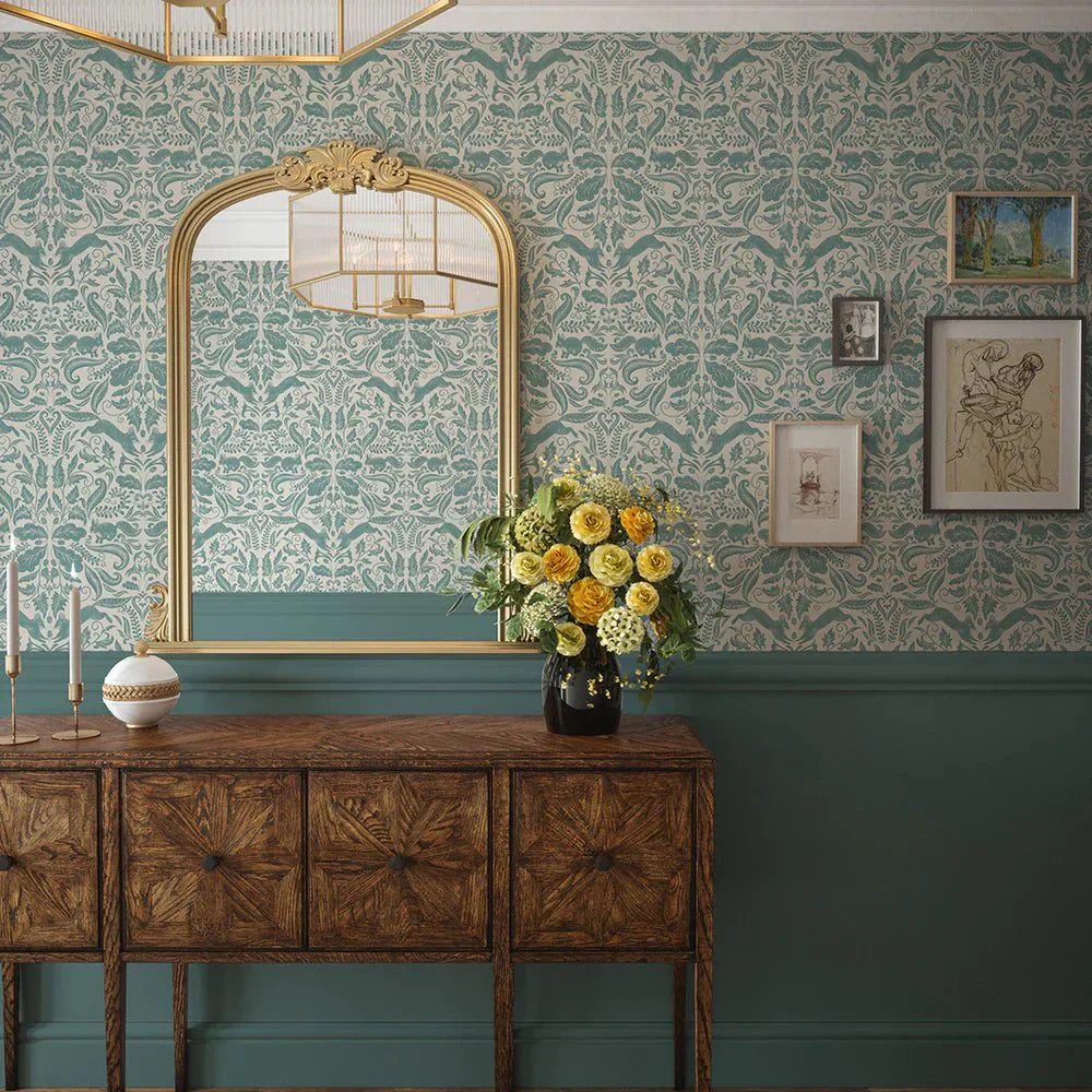 The Secret Squirrel Wallpaper - Teal - LAN100131 - Lucie Annabel - Premier Wallcovering