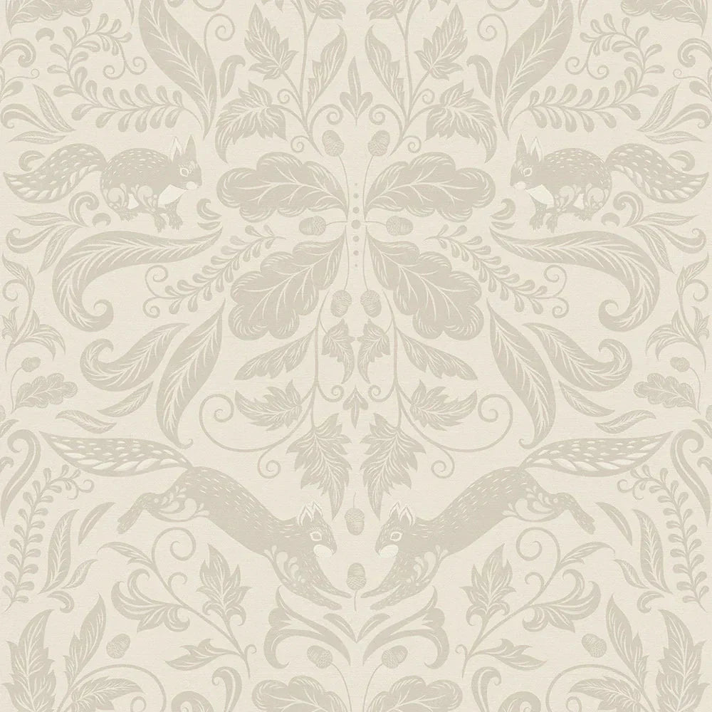 The Secret Squirrel Wallpaper - Stone - LAN100133 - Lucie Annabel - Premier Wallcovering